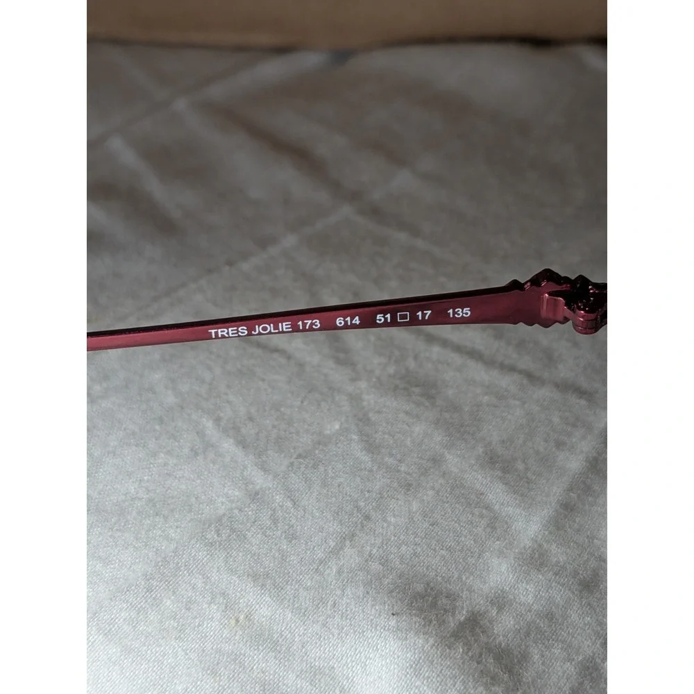 TRES JOLIE EYEGLASSES FRAME 173 614 RED BURGUNDY 51-17-135 HALF RIMLESS MS41